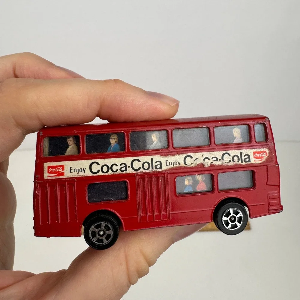 Vtg Coca Cola Coke Soda Mini Red Double Decker Corgi Juniors Toy Bus Die Cast